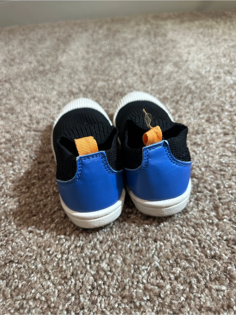 Cat & Jack Black Knit Slip-On Sneakers with Orange Pull Tabs